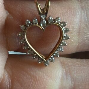 Gold Heart Pendant with Silver Accents
